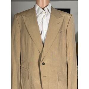 Tom Ford Tan Peak Lapel 54EU 44R US Men's Blazer Sport Jacket New Silk Linen